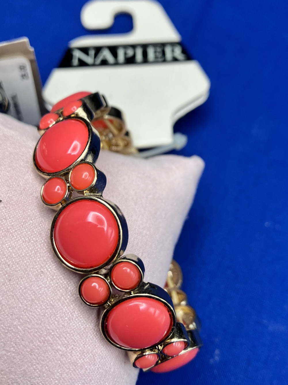 Napier Gold-Tone Bracelet with Coral Cabochons